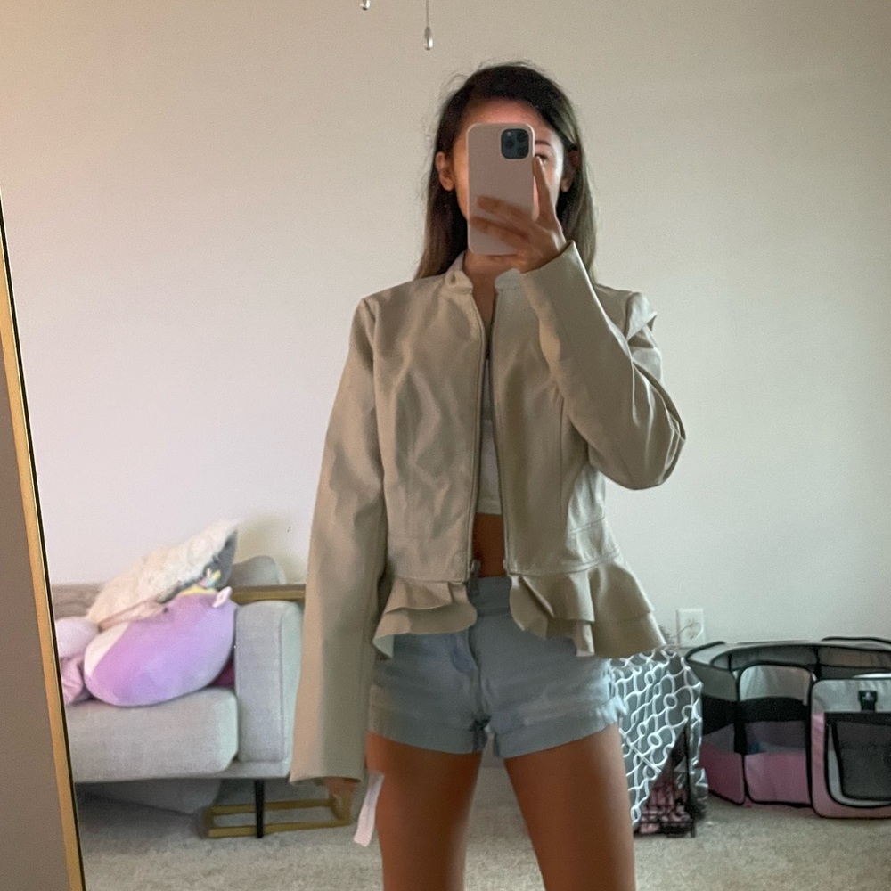 NWT Small Beige NY&C Faux Leather Jacket